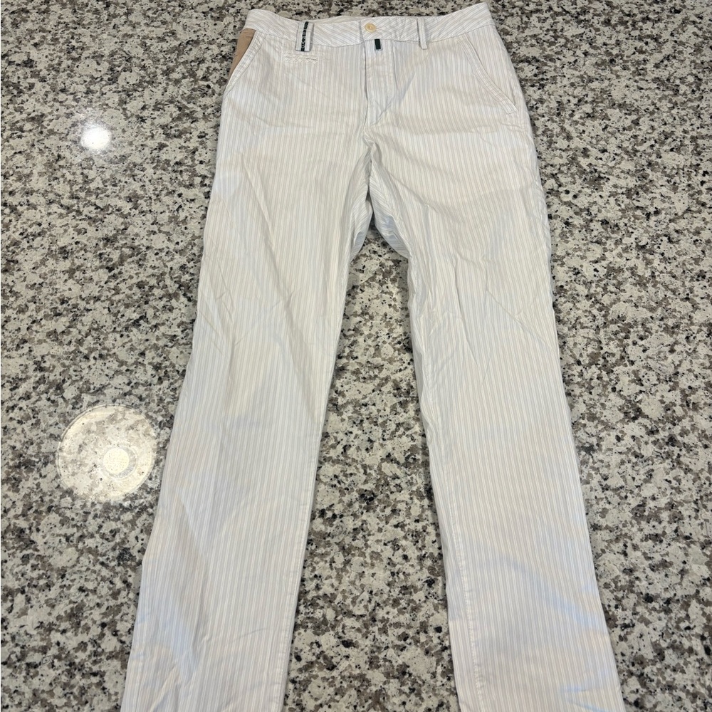 Classic White Striped Chinos for Men